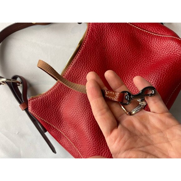 Dooney & Bourke Pebble Grain Leather Hobo Shoulder Bag Red - Picture 8 of 14